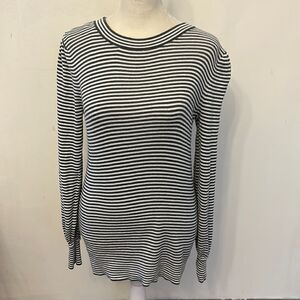 Loft cotton green white striped long sleeve sweater Size XS